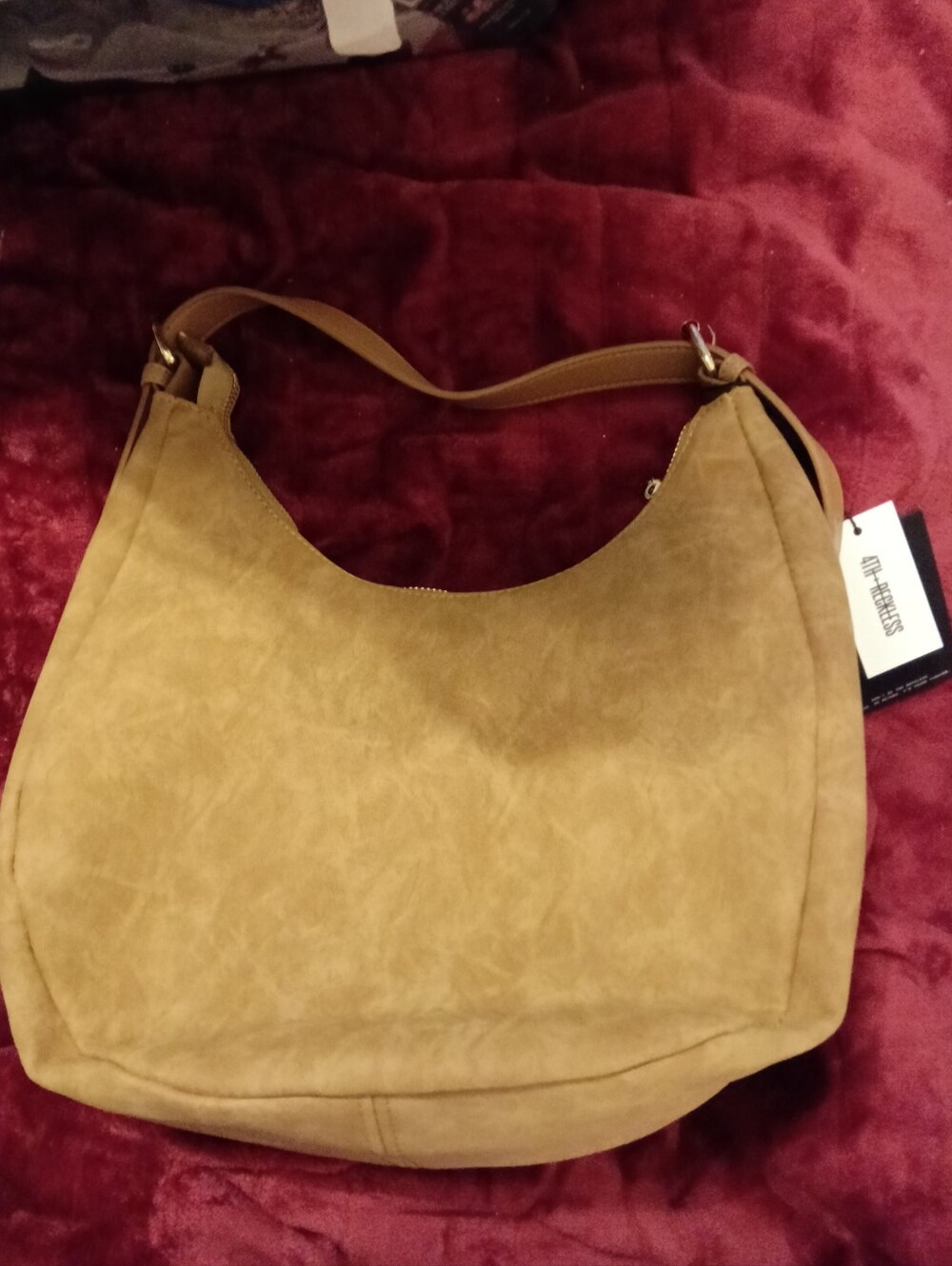 Una Faux Suede Tan Hobo Bag